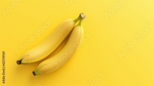 AI generated illustration of a vibrant yellow banana on a yellow background