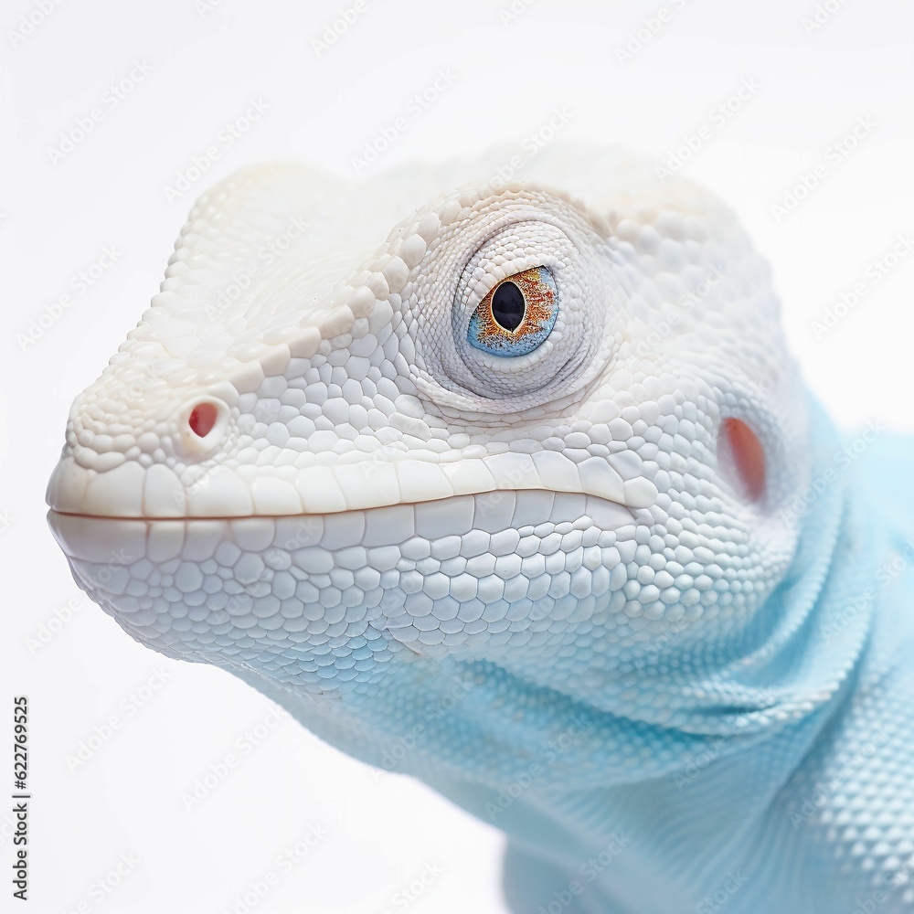 AI generated illustration of a white and blue lizard isolated on white background AI generated illustration of a white and blue lizard isolated on white background