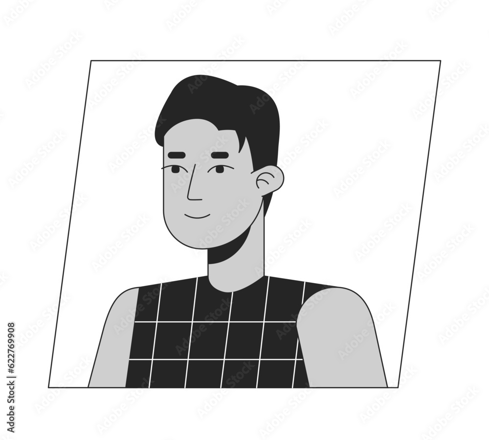 Male avatar icon or portrait. Handsome young man face. Vector illustration.  Stock Vector