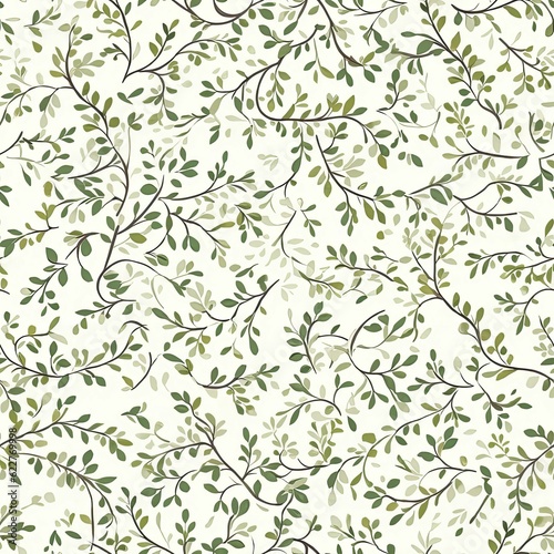 Wallpaper Mural Seamless pattern featuring green leaves and branches, AI-generated. Torontodigital.ca
