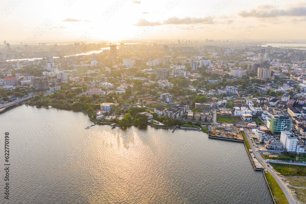 Aerial view of Lagos Lekki Ikoyi link bridge showing parts of Lekki