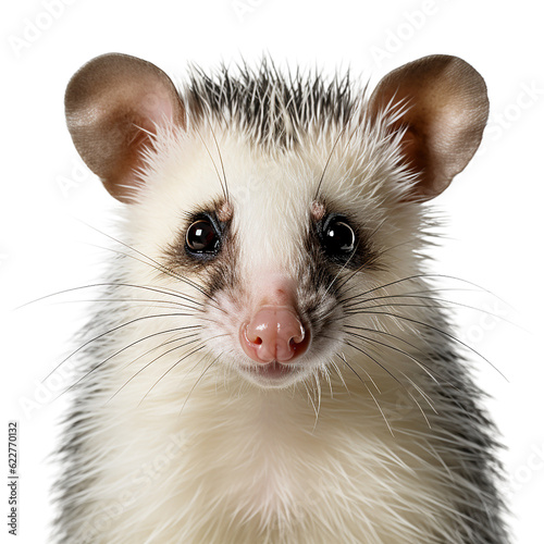 opossum face shot, isolated on transparent background cutout, generative ai