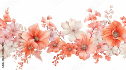 AI generated illustration of a vibrant floral background with delicate white and pink blossoms