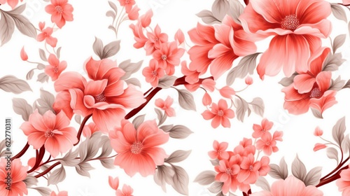 AI generated illustration of a vibrant floral background with delicate white and pink blossoms © Cristina47/Wirestock Creators