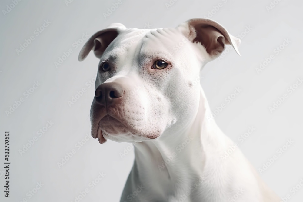 AI generated illustration of a pit bull terrier dog on a plain white background