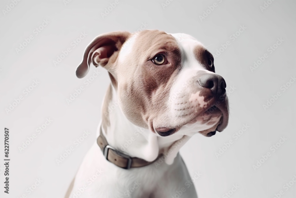 AI generated illustration of a pit bull terrier dog on a plain white background