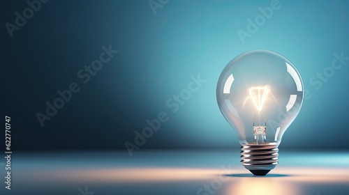 Light bulb idea background with a blue wall behind and space for text