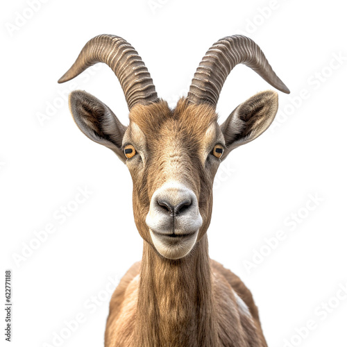 goat face shot isolated on transparent background cutout