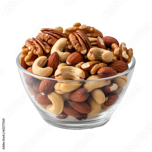 mix nuts isolated on transparent background cutout , generative ai