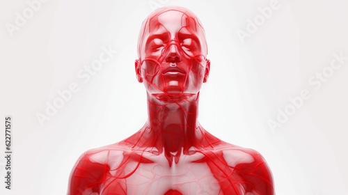 a model is painted red with the torso of an adult photo