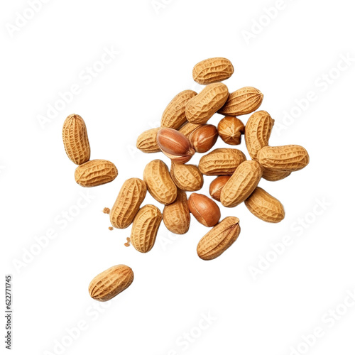 raw peanuts in the shell isolated on transparent background photo