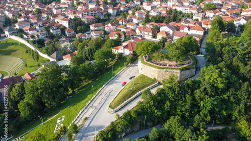 Stone fortes in Sarajevo, Bosnia and Herzegovina. Aerial drone view Yellow Fortress.