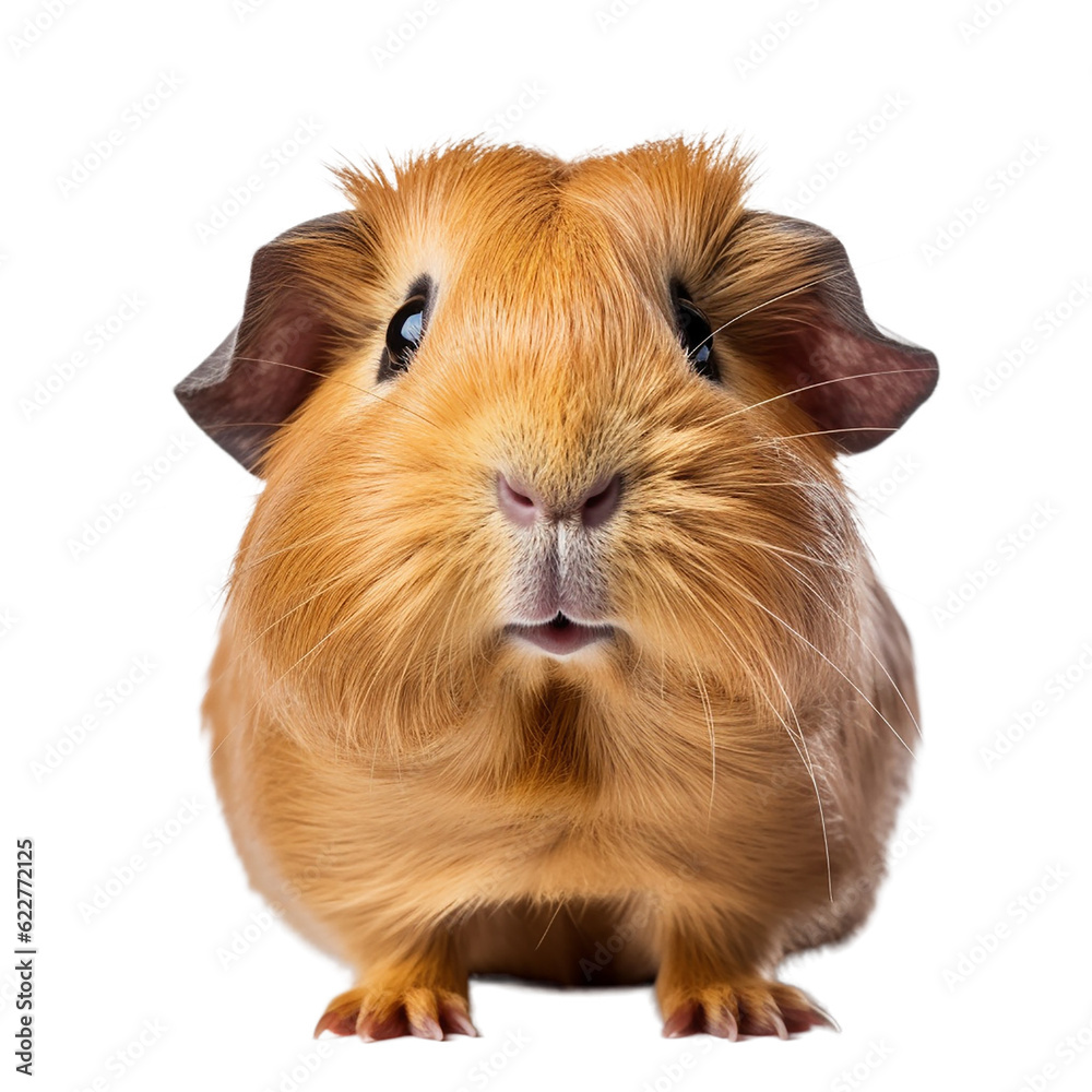 guinea pig face shot , isolated on transparent background cutout , generative ai