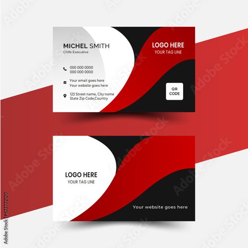 Red and white modern business card template
