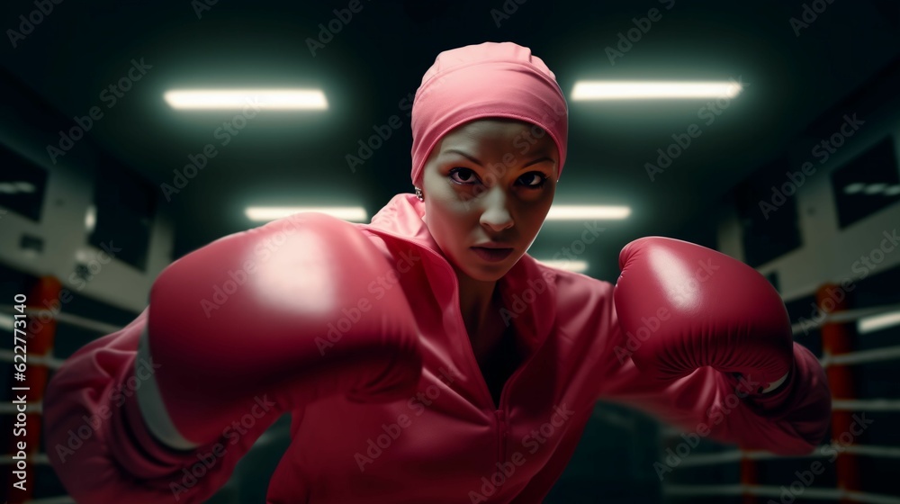 AI generated illustration of a powerful female boxer with a headscarf AI generated illustration of a powerful female boxer with a headscarf