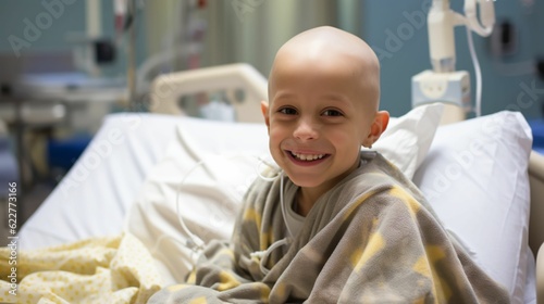 AI-generated illustration of a cancer survivor kid in a hospital photo