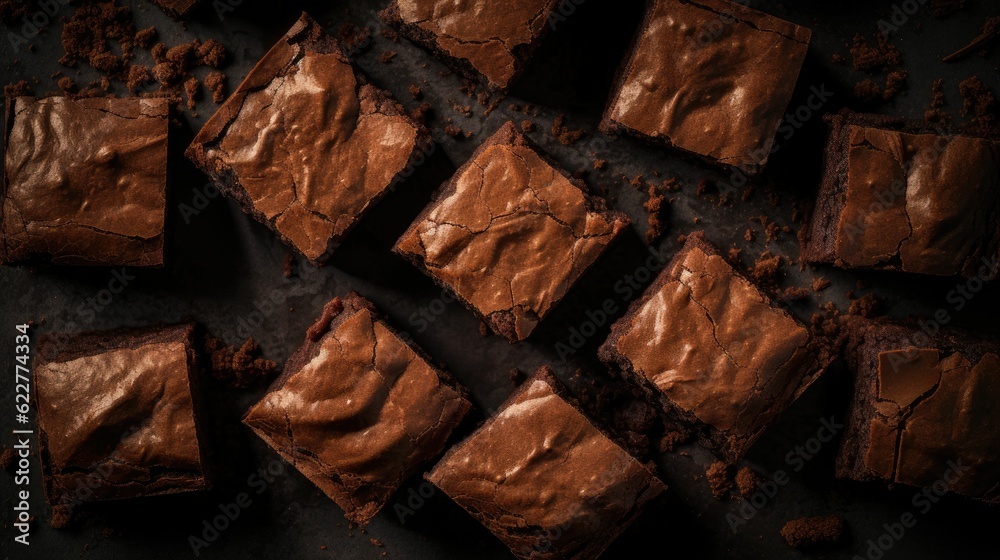 AI generated illustration of delicious brownies on a table AI generated illustration of delicious brownies on a table