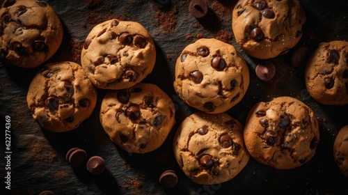 AI generated illustration of a stack of chocolate chip cookies