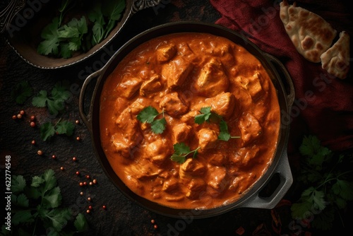 AI generated illustration of Indian Chicken Curry in a pan