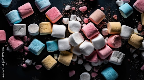 AI generated illustration of colorful marshmallows in a pile