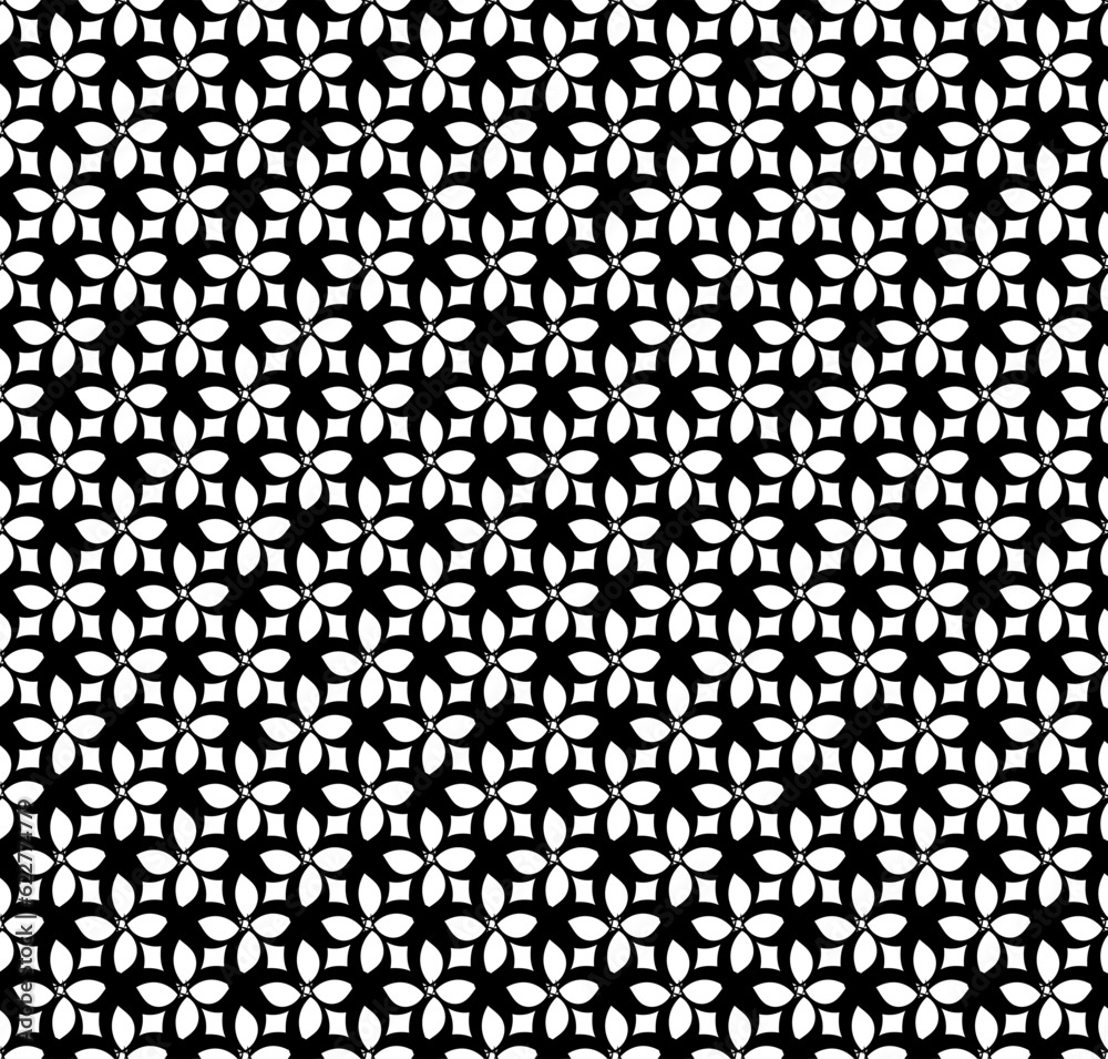 Vector seamless geometric texture in the form of white abstract flowers on a black background Vector seamless geometric texture in the form of white abstract flowers on a black background