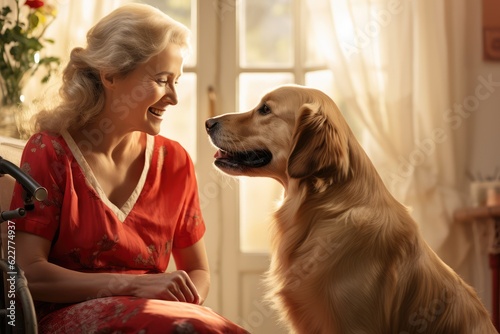 Dog Therapy Session in Retirement Home - Compassion - Healing - AI Generated