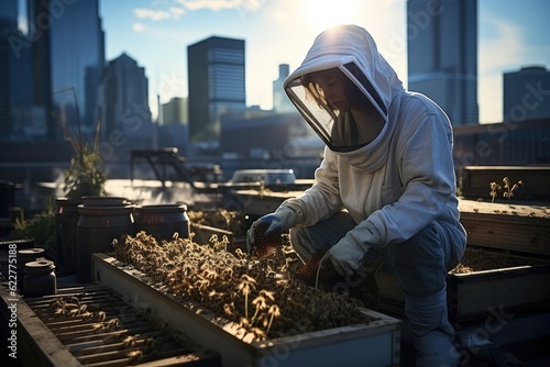 Urban Beekeeping on Rooftop - Urban Agriculture © Arthur
