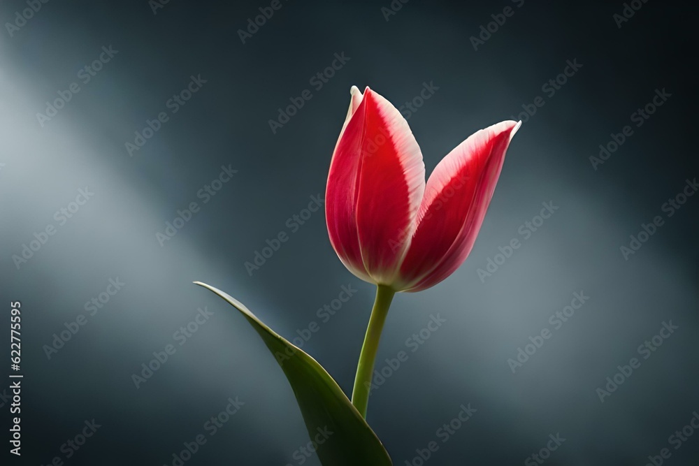 red tulip on black generated Ai. red tulip on black generated Ai.