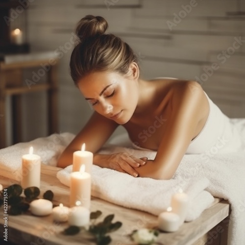 AI generated digital art of a woman enjoying a relaxing spa day