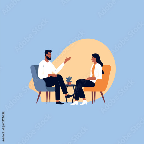 woman and man talking, vector illustration