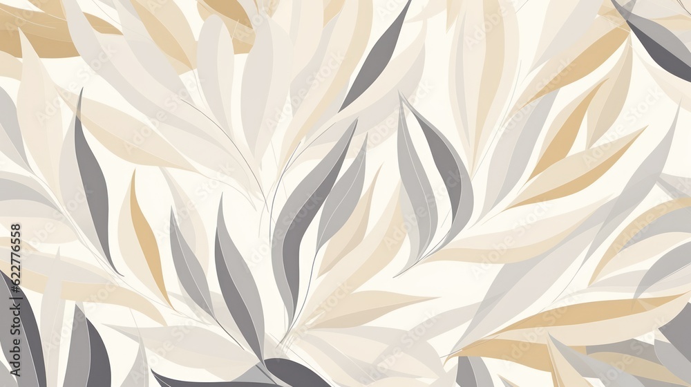 Seamless pattern with beige leaves on a light background. Seamless pattern with beige leaves on a light background.