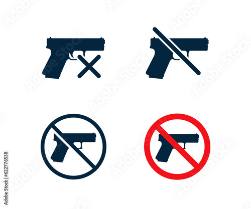 Prohibiting sign for gun. No gun sign. No weapons sign. Vector illustration