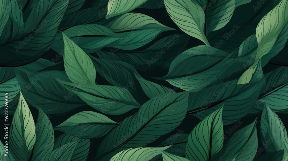 Seamless pattern with green leaves. Background in retro style. Seamless pattern with green leaves. Background in retro style.