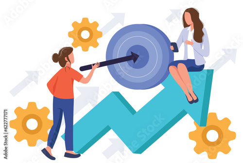 Business people analyzing company financial balance sheet working with digital virtual graphics. Business people calculating financial data for long term investment growth goals