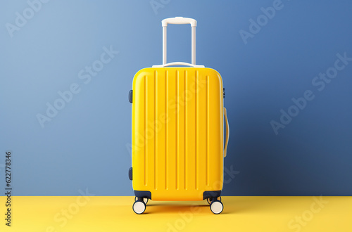 yellow color luggage or baggage bag use for transportation travel Generative AI