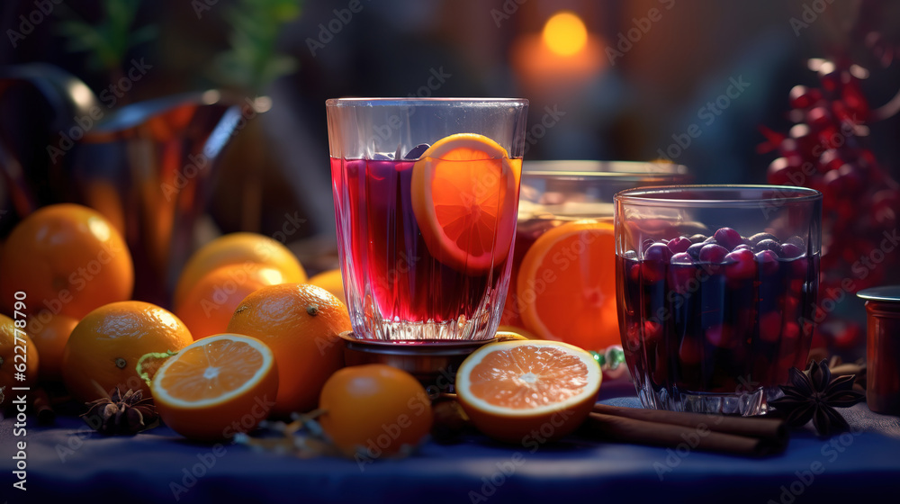 Christmas mulled wine and spices. Generative ai Christmas mulled wine and spices. Generative ai