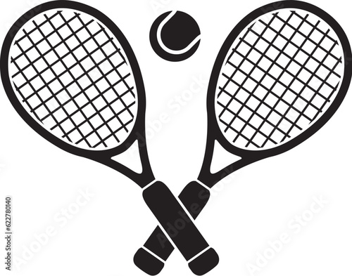 vector crossed tennis rackets and tennis ball