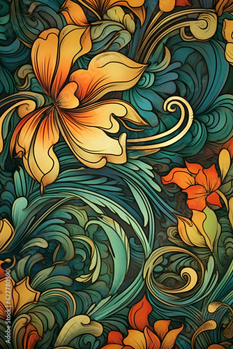 seamless pattern with flowers,art,texture,Ai generated