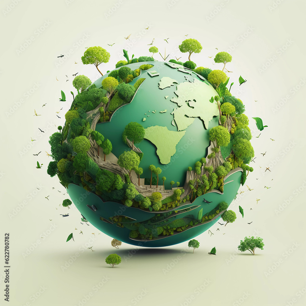 World environment day concept, Small green world, photo use for save world, Green ecology concept illustration, advertising, poster, cover, Generative ai.