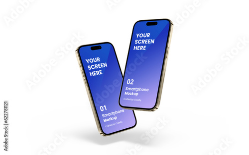 Smartphone Mockup Gold | Fully Editable File, Replaceable Screen, Separated Shadow and Background