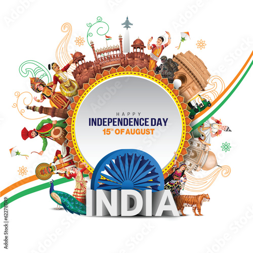 happy independence day India greetings. abstract vector illustration design.