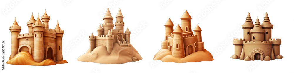 Sand Castle clipart collection, vector, icons isolated on transparent background