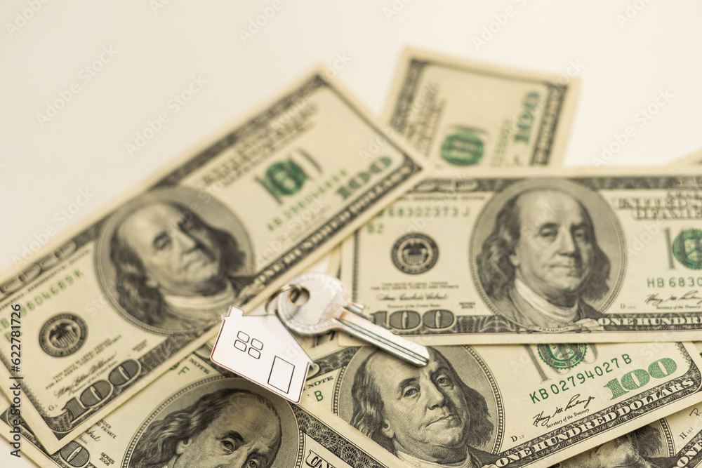 Money and key - safety and home expense concept Money and key - safety and home expense concept