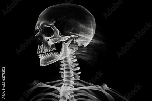 Film x-ray skull and cervical spine lateral view.