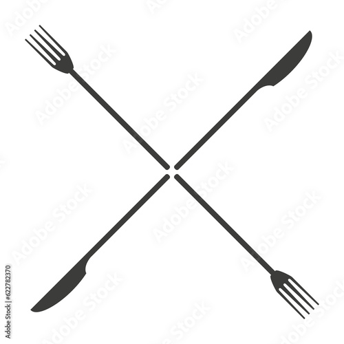 Crossed forks and knives. Flat vector illustration isolated on white