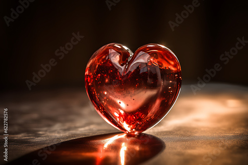 heart shaped red glass