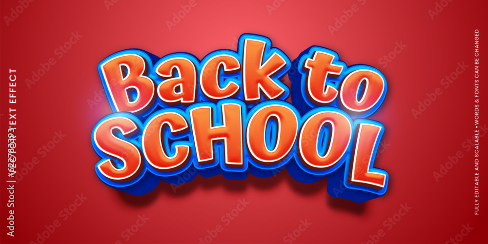 Back to school text editable three dimension style