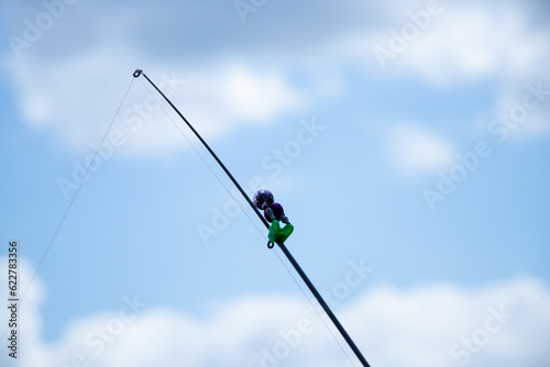 Fishing rod close-up and line ring ,hobby