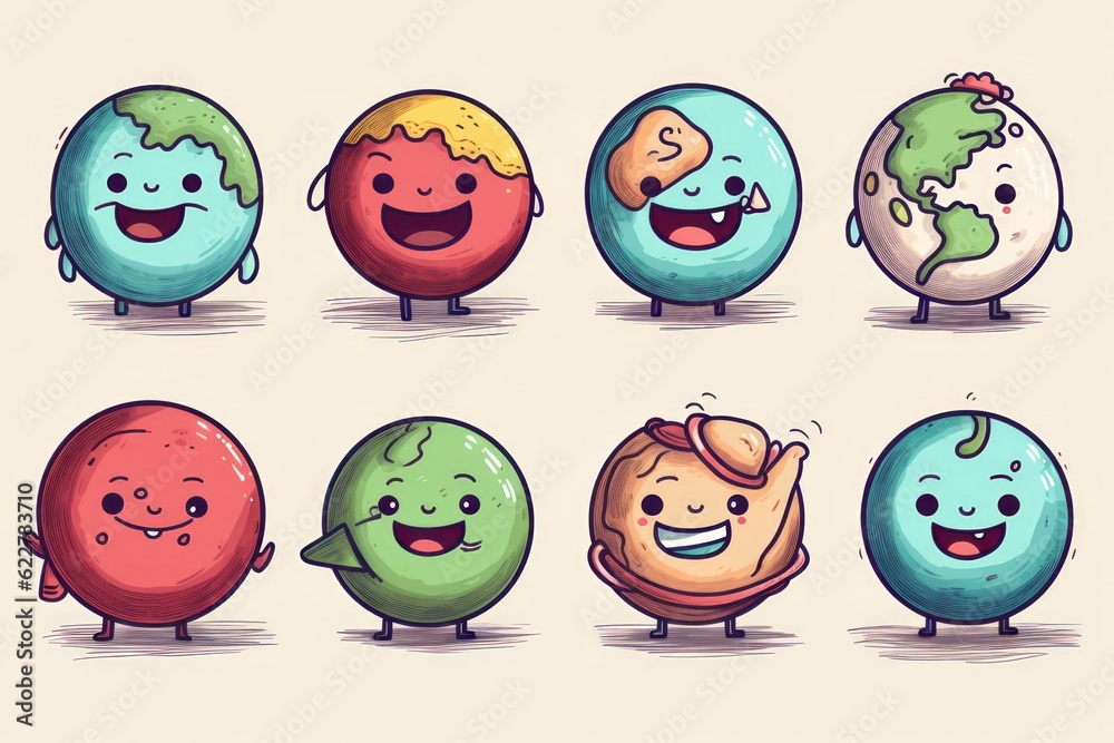 Planet of Emotions: Hand-Drawn, Textured and Stencil-Based Globe Doodles Evolve into a Playful Set of Emoticons, Uniting the World in Expressions, Generative AI Planet of Emotions: Hand-Drawn, Textured and Stencil-Based Globe Doodles Evolve into a Playful Set of Emoticons, Uniting the World in Expressions, Generative AI