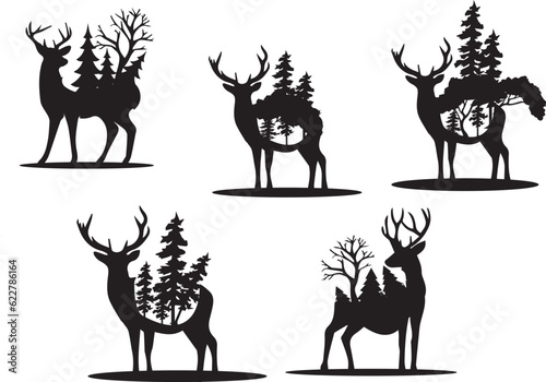 Christmas Deer and Forest 